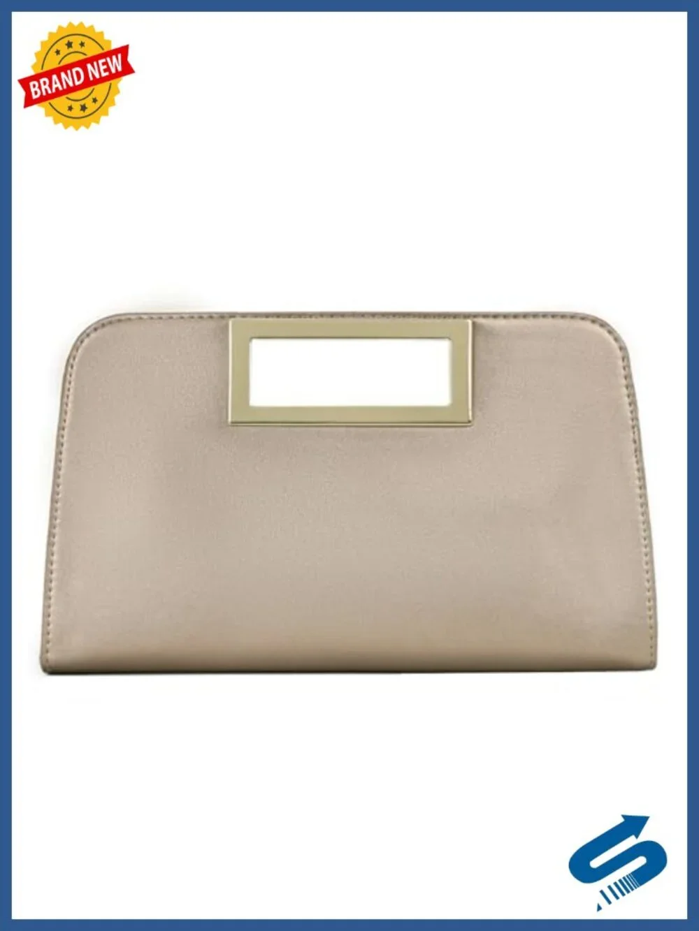 Vegan Leather Clutch Purse with Cut-Out Handle Evening Handbag Wedding Party